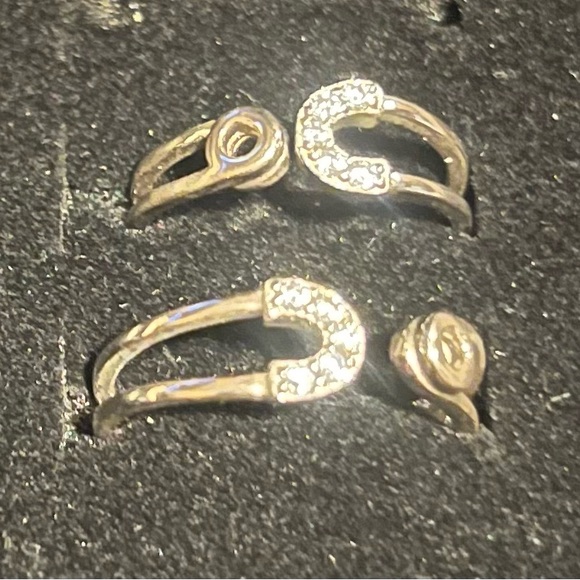 2pc Set Paperclip Ring & Bracelet Set (Ring size 6 with Clear CZ) - Picture 2 of 6